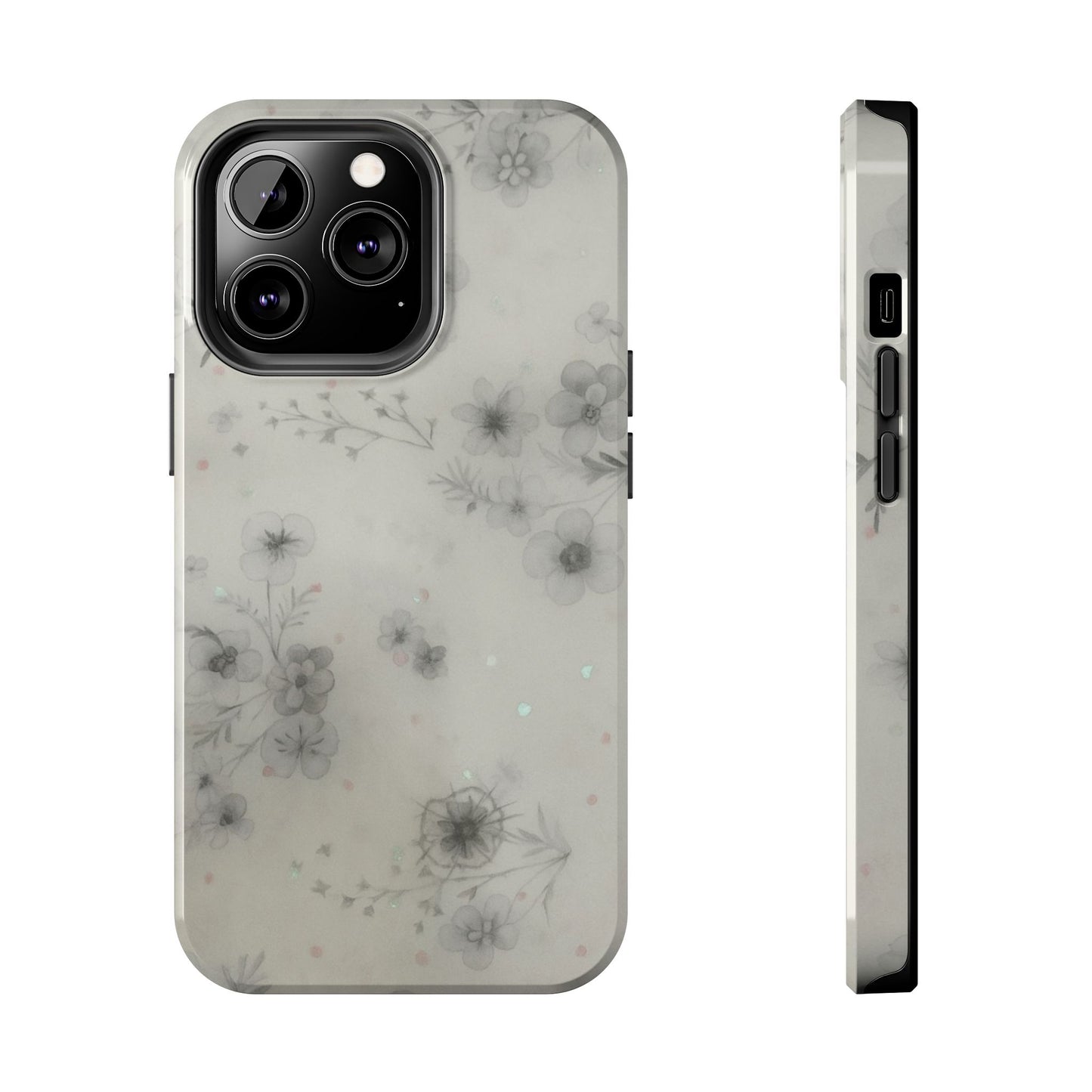 Misty Gray Floral - Protective Phone Case