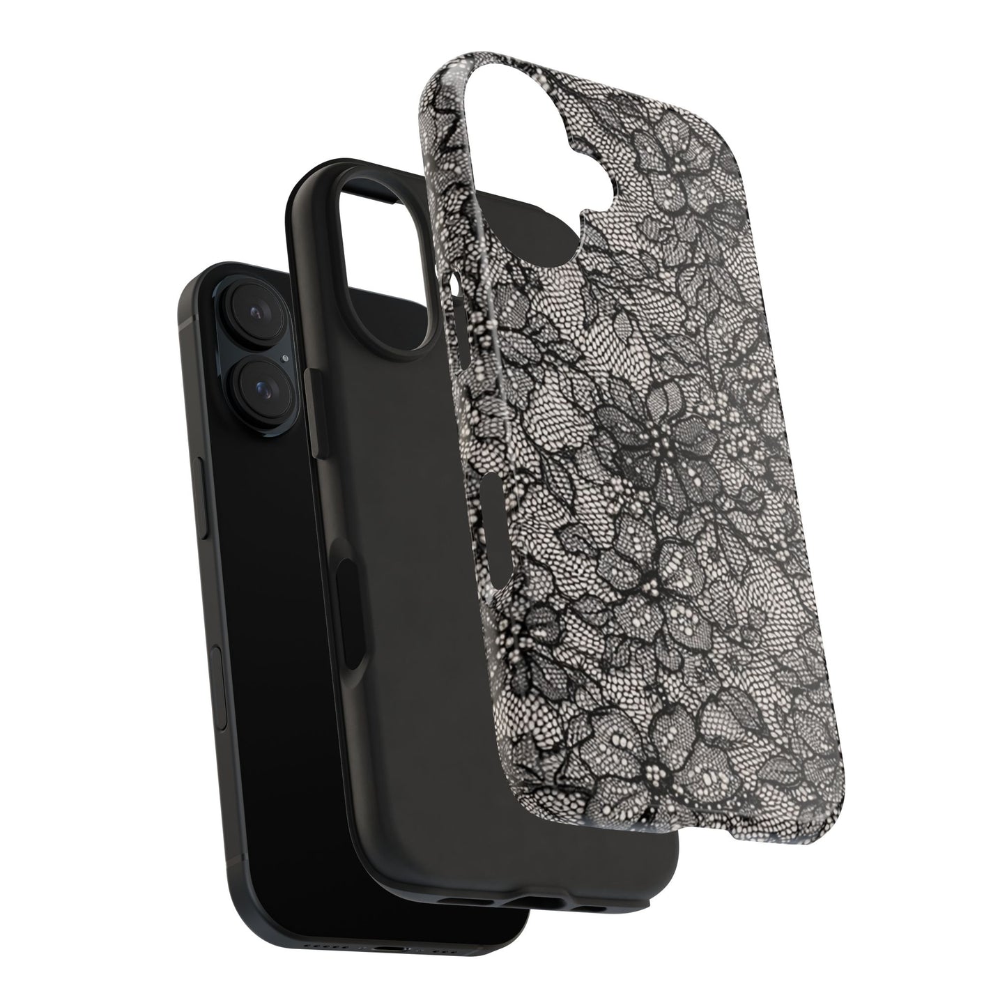 Black Floral Lace - Protective Phone Case