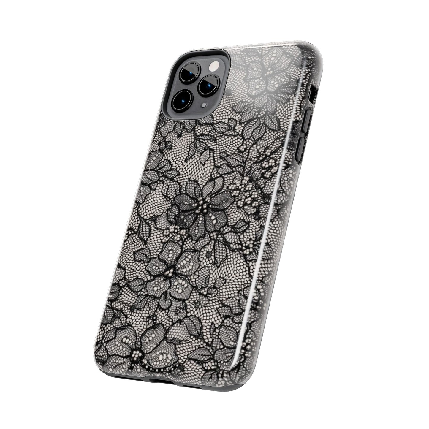 Black Floral Lace - Protective Phone Case