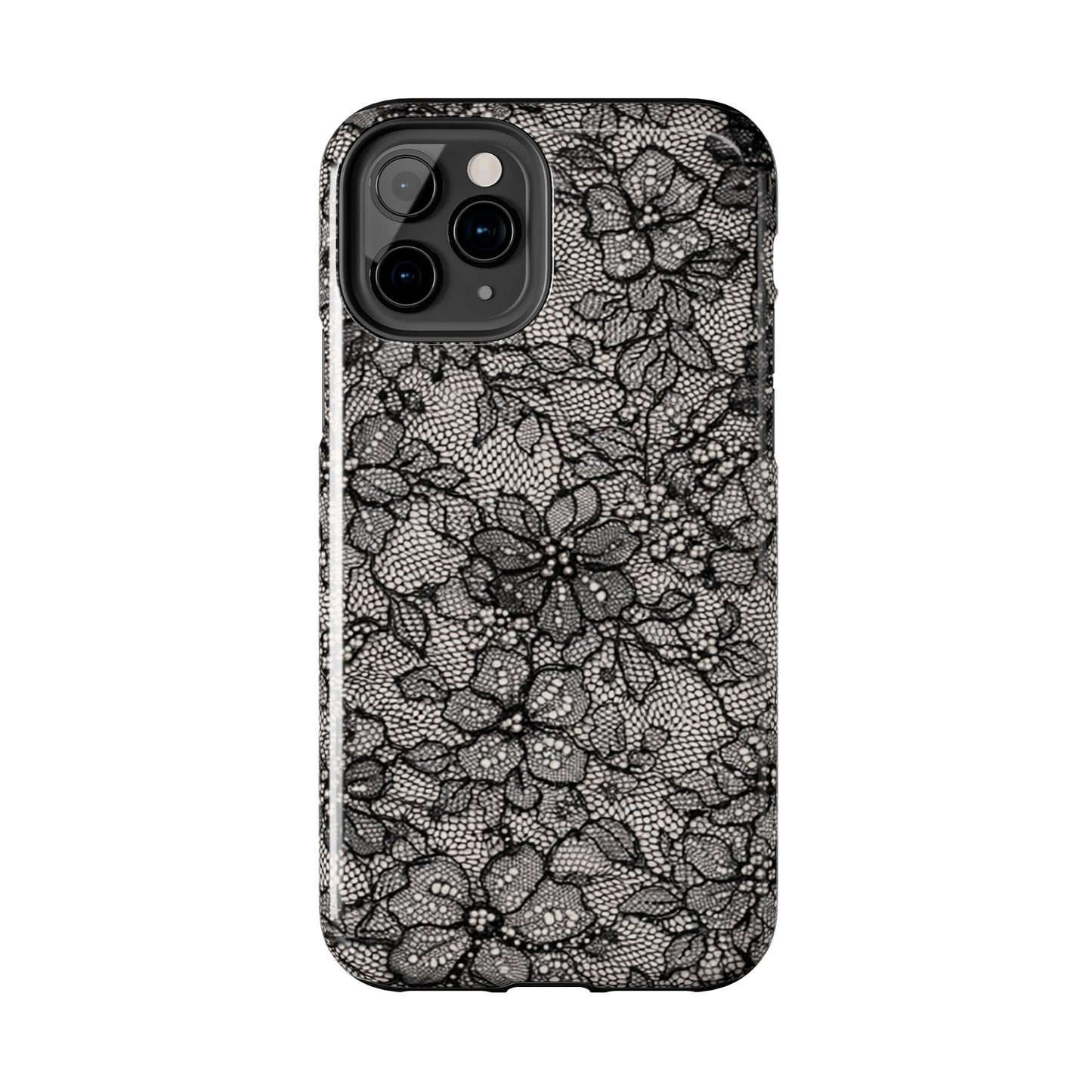 Black Floral Lace - Protective Phone Case