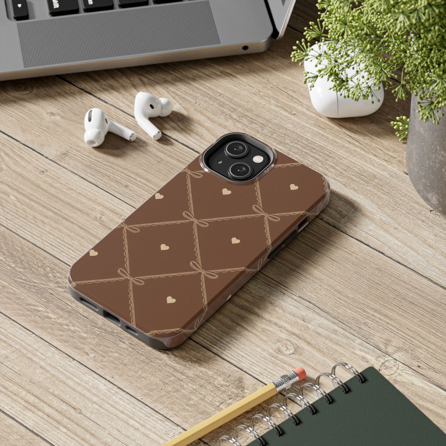 Chocolate Heart Ribbon - Protective Phone Case