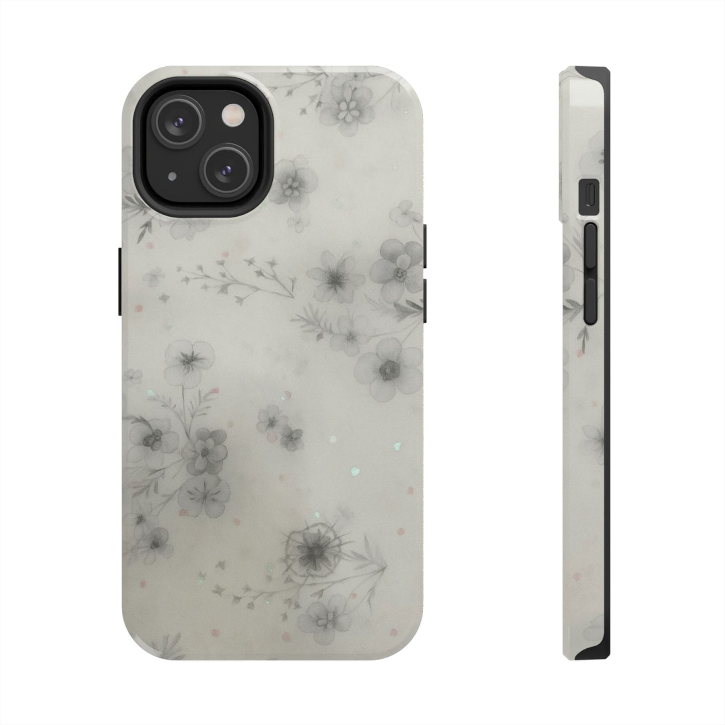 Misty Gray Floral - Protective Phone Case
