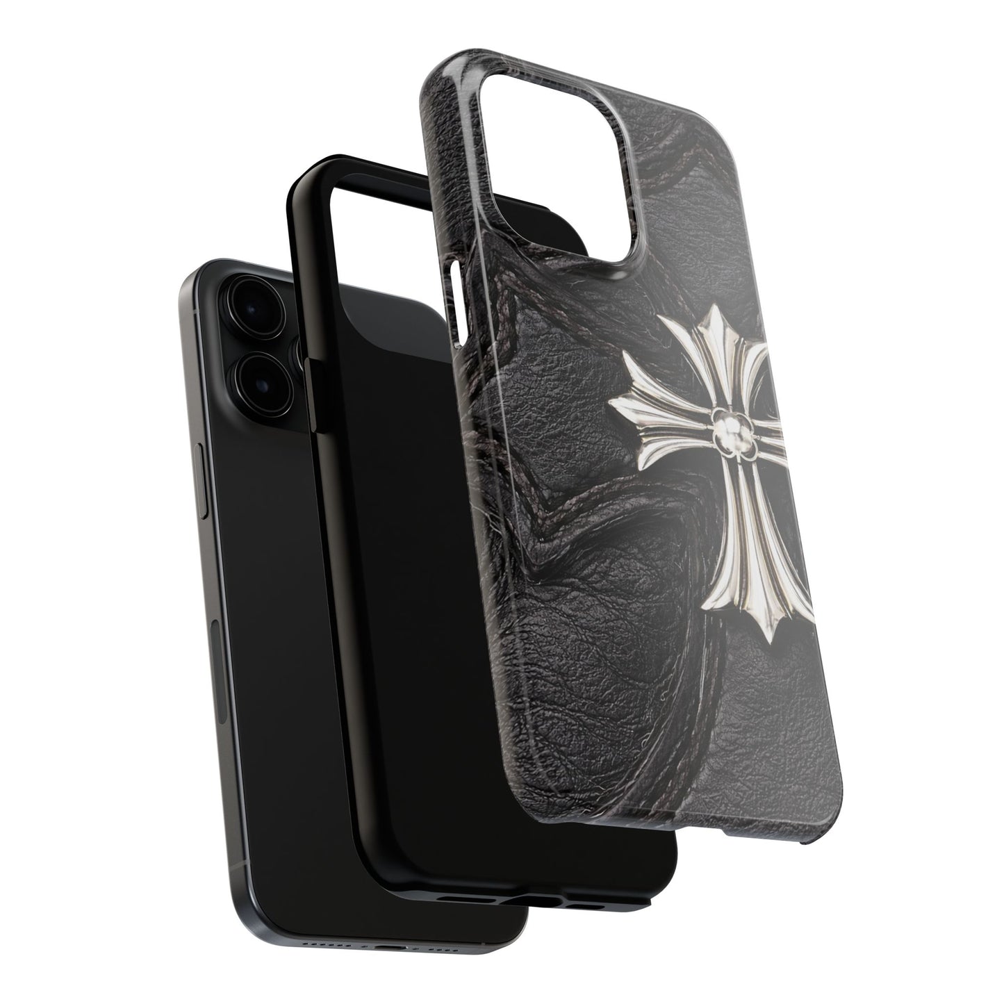 Black Leather Cross - Protective Phone Case