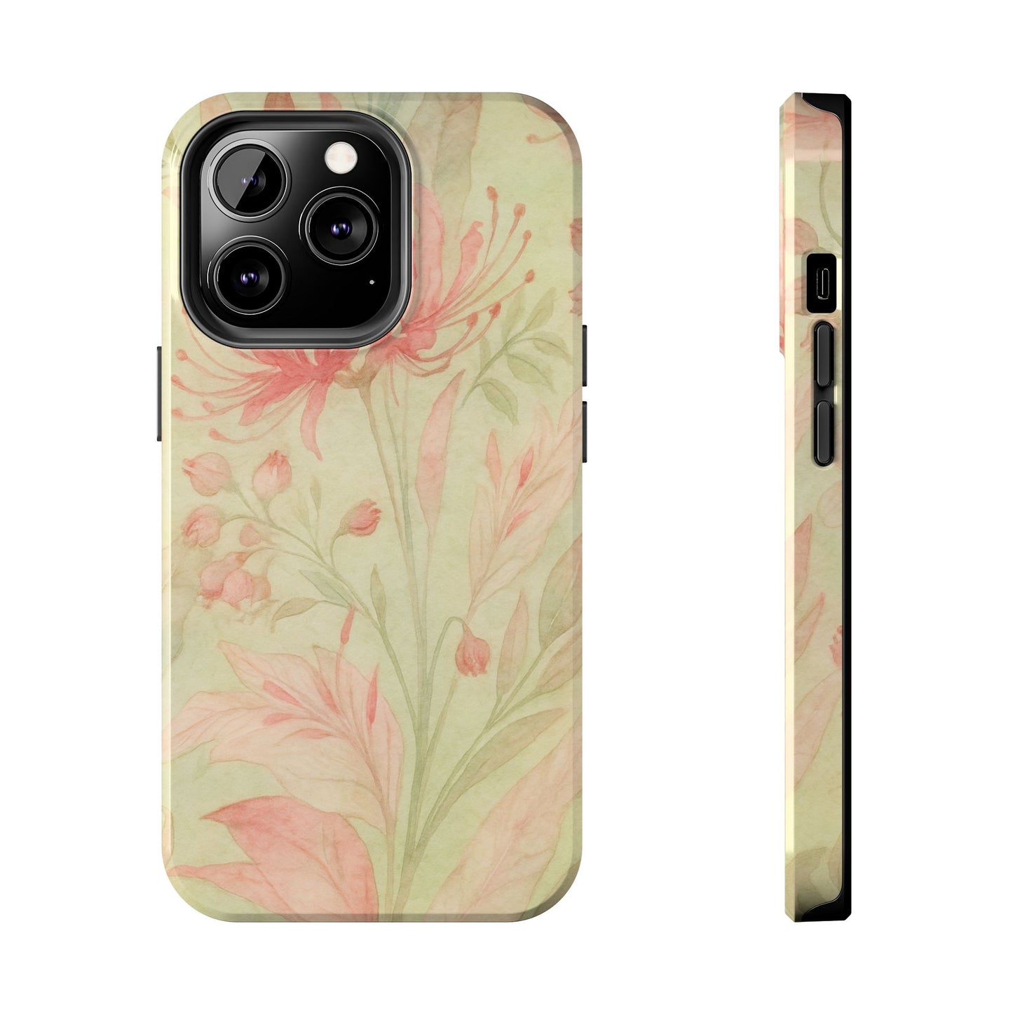 Pink Mint Floral - Protective Phone Case