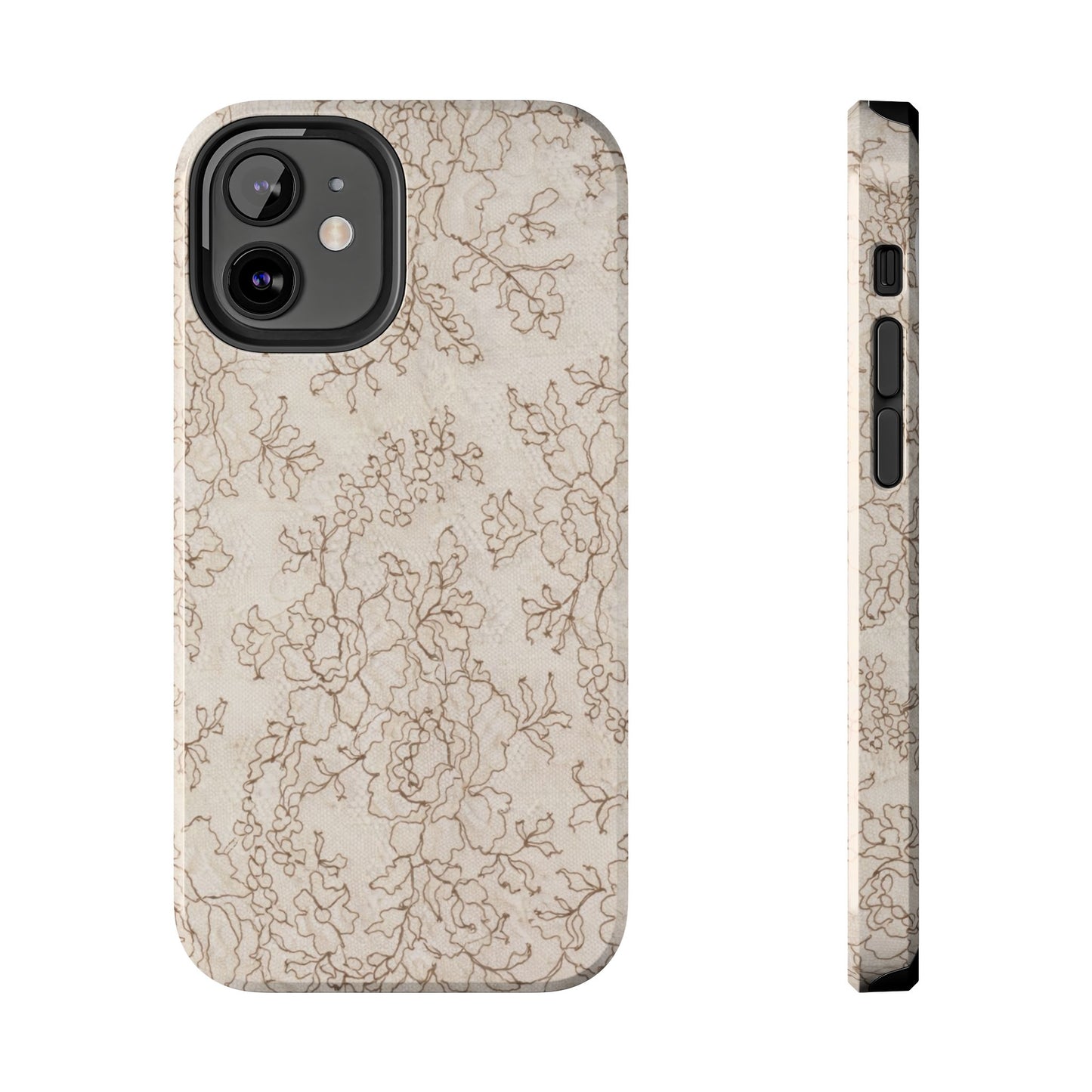 Vintage Beige Lace - Protective Phone Case