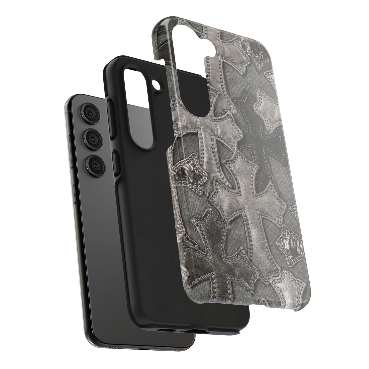 Grey Patchwork Crosses - Protective Phone Case