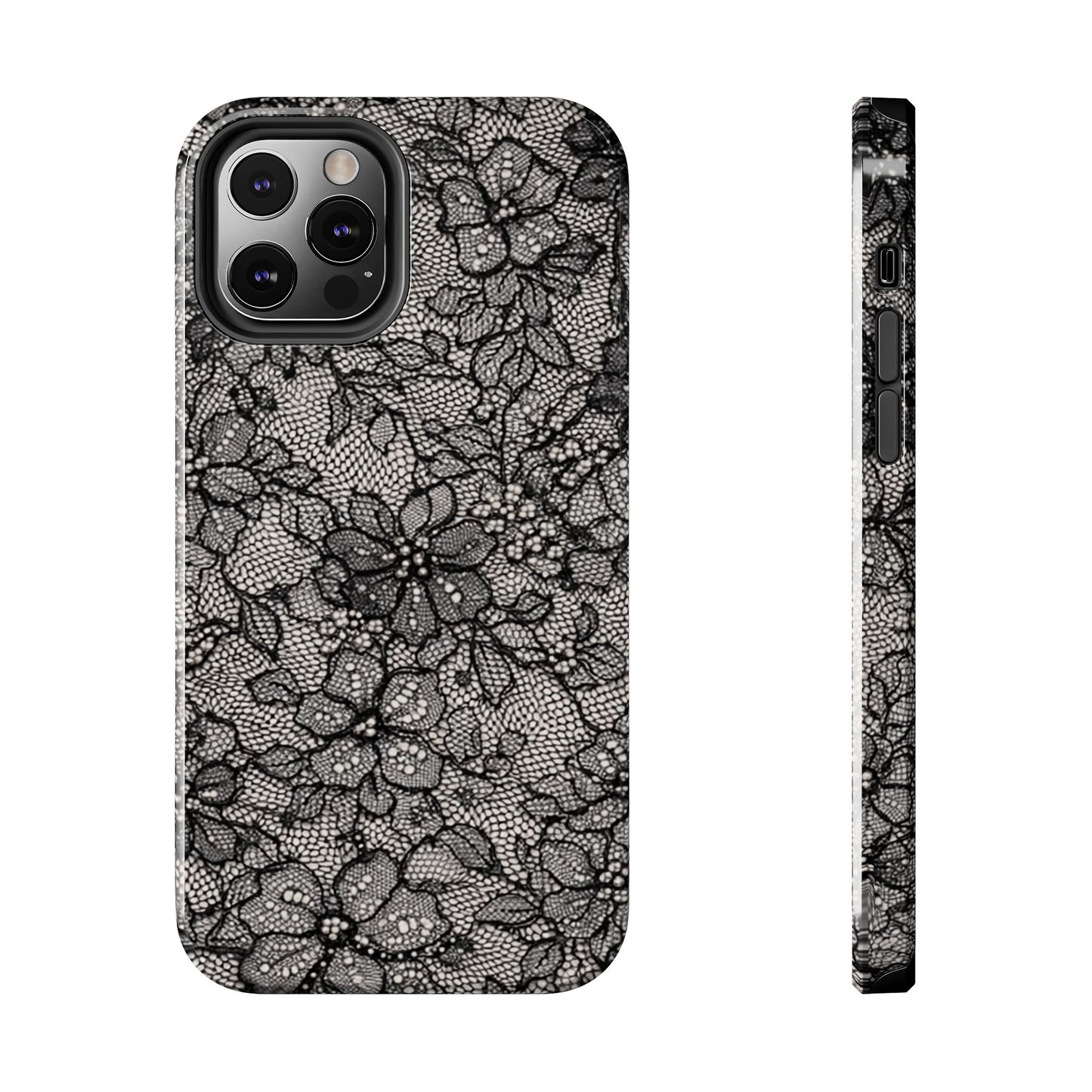 Black Floral Lace - Protective Phone Case