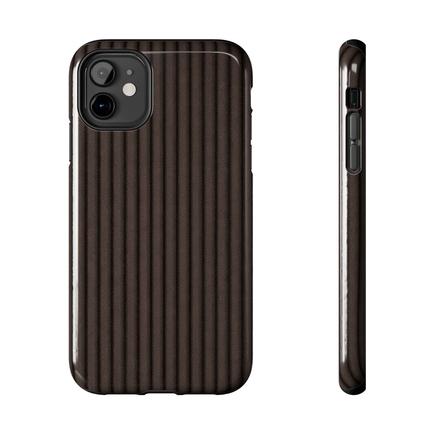 Ribbed Dark Brown Tough Phone Case – Slim Protective Mobile Cover