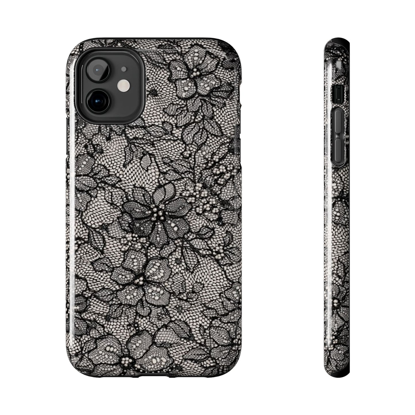 Black Floral Lace - Protective Phone Case