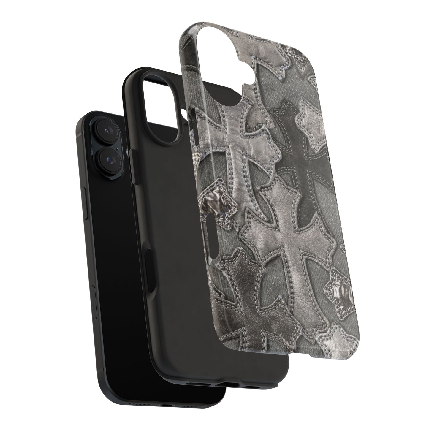 Grey Patchwork Crosses - Protective Phone Case