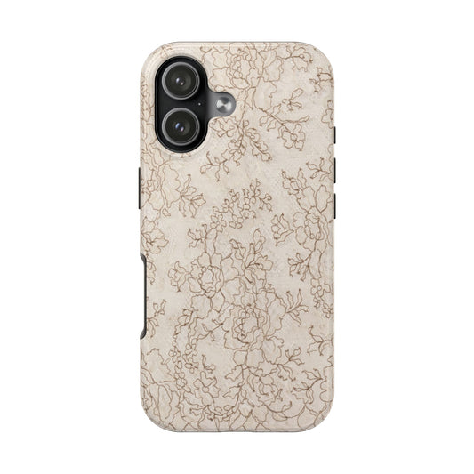 Vintage Beige Lace - Protective Phone Case