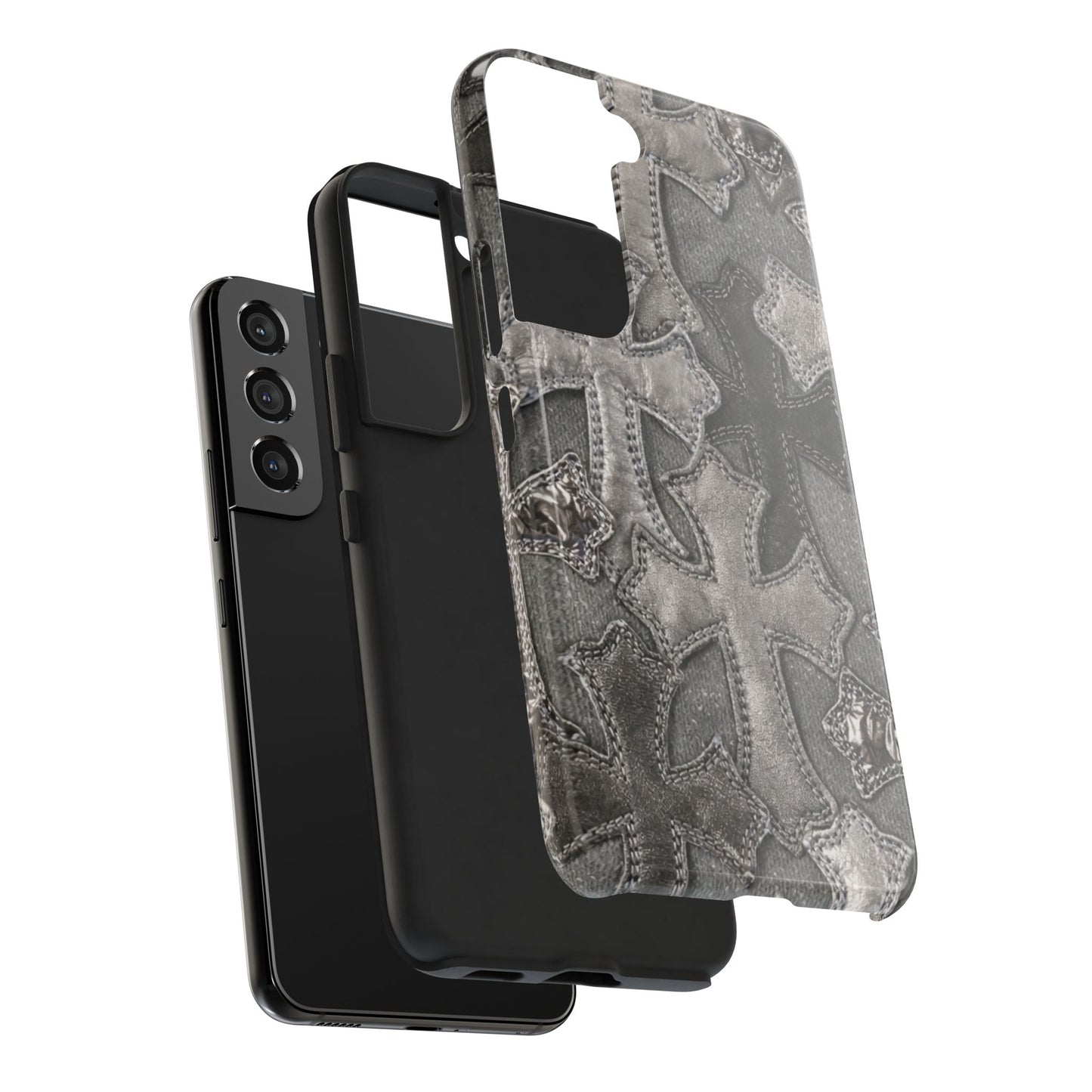 Grey Patchwork Crosses - Protective Phone Case