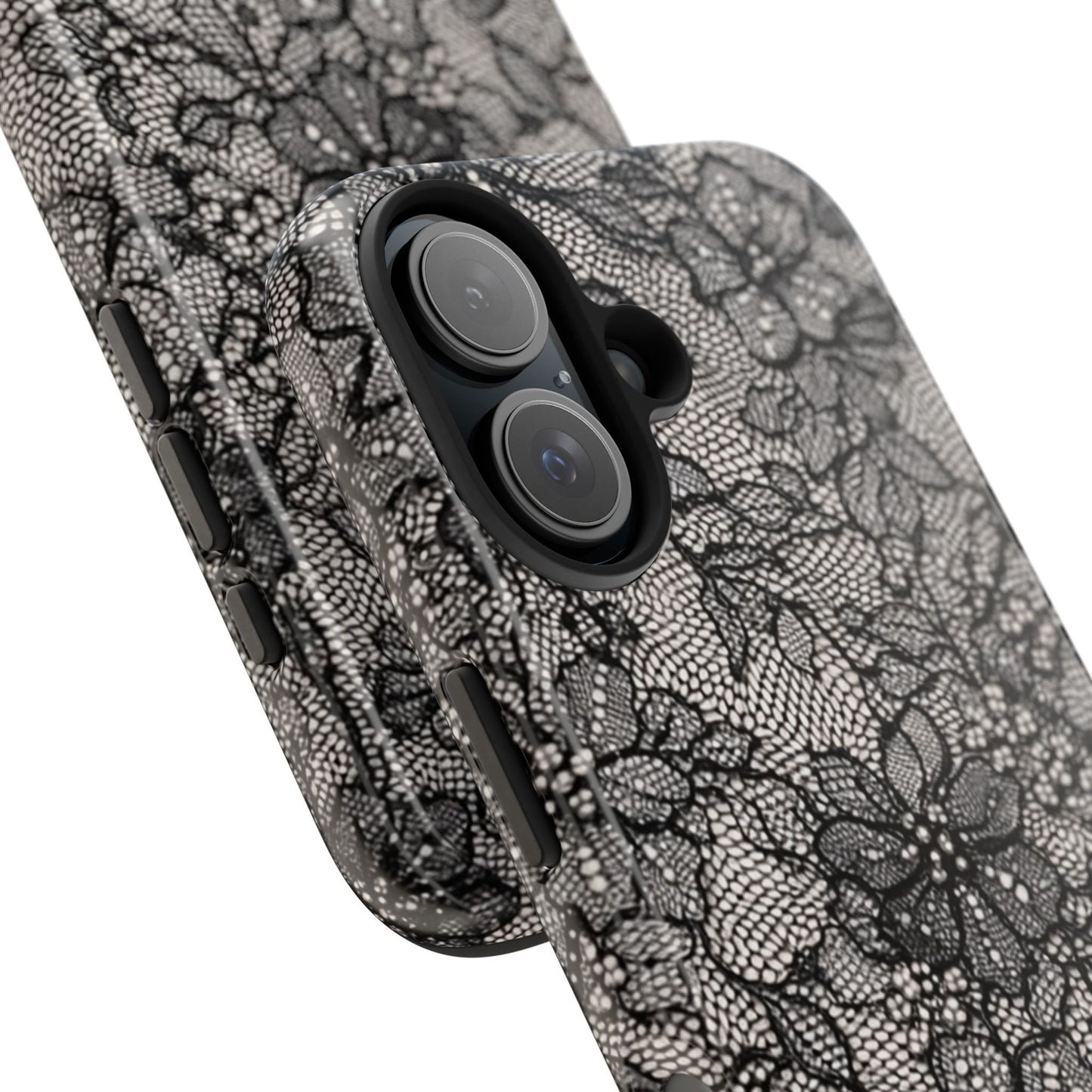 Black Floral Lace - Protective Phone Case