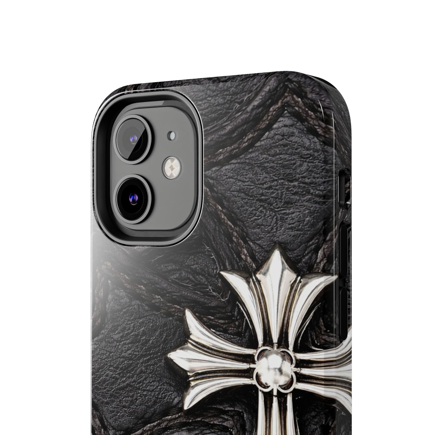 Black Leather Cross - Protective Phone Case