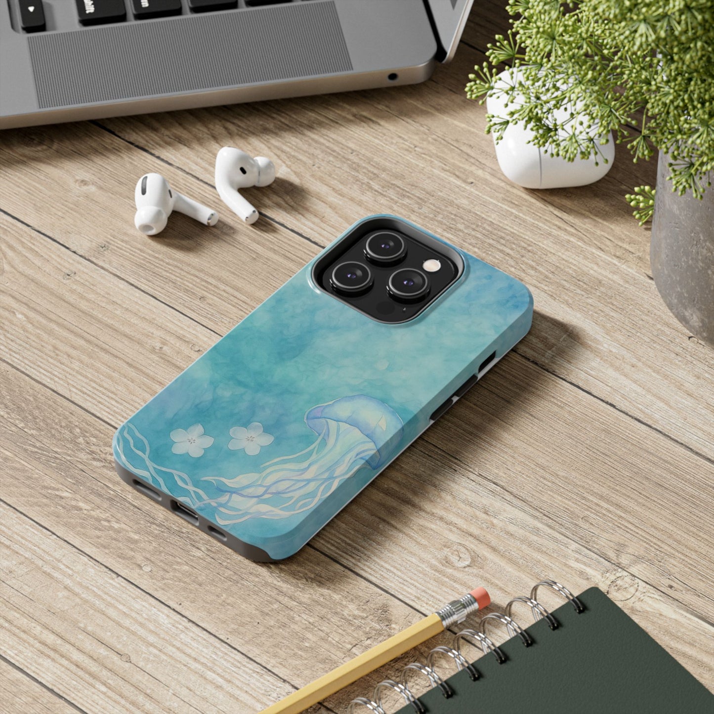 Sea-Blue Jellyfish - Protective Phone Case