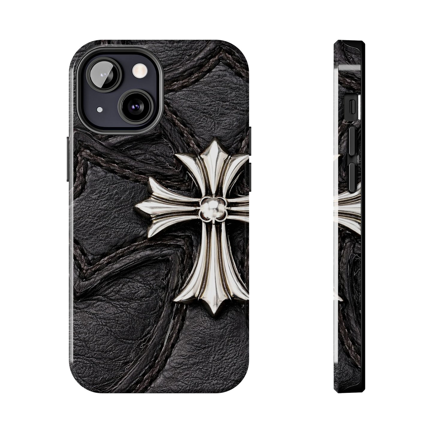 Black Leather Cross - Protective Phone Case