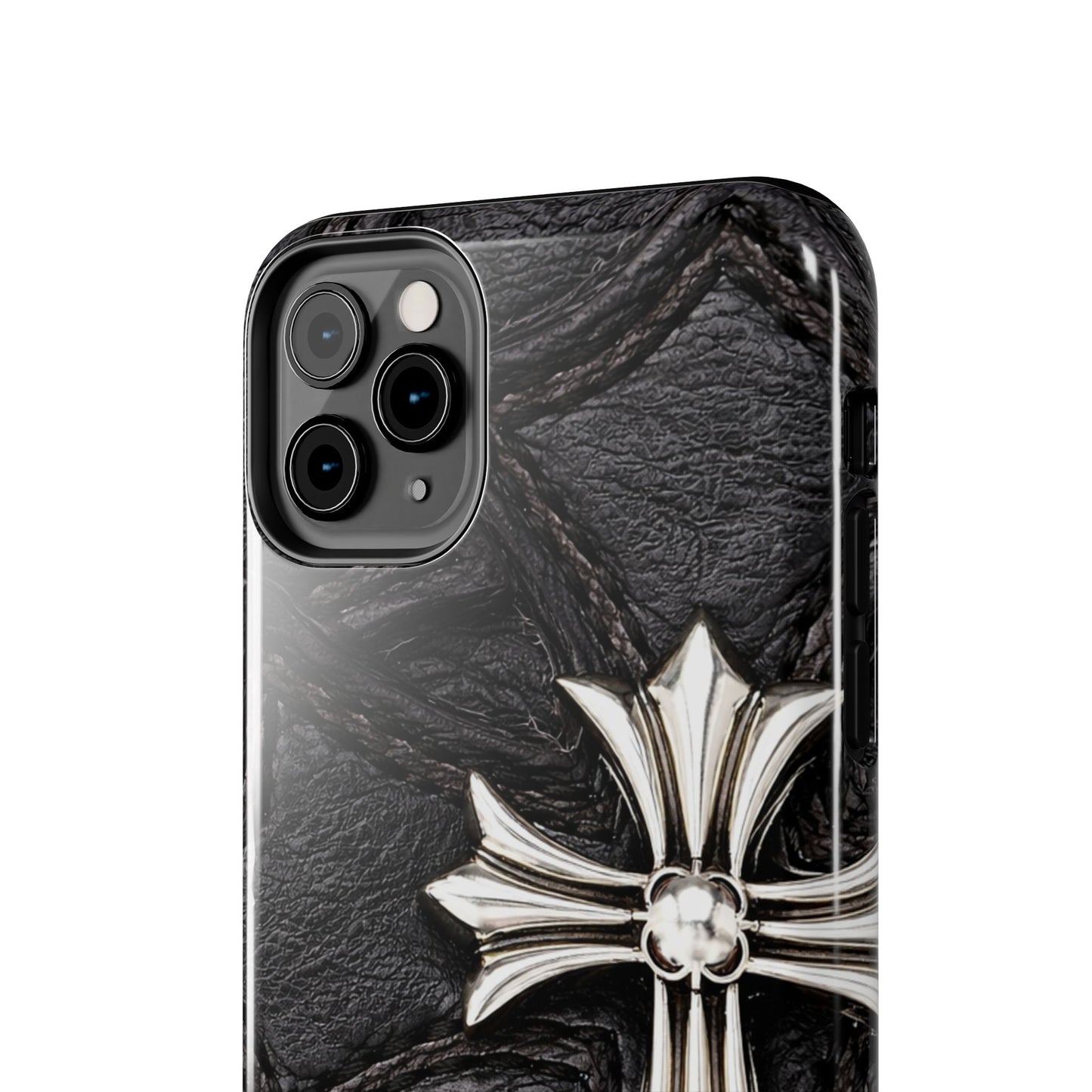 Black Leather Cross - Protective Phone Case