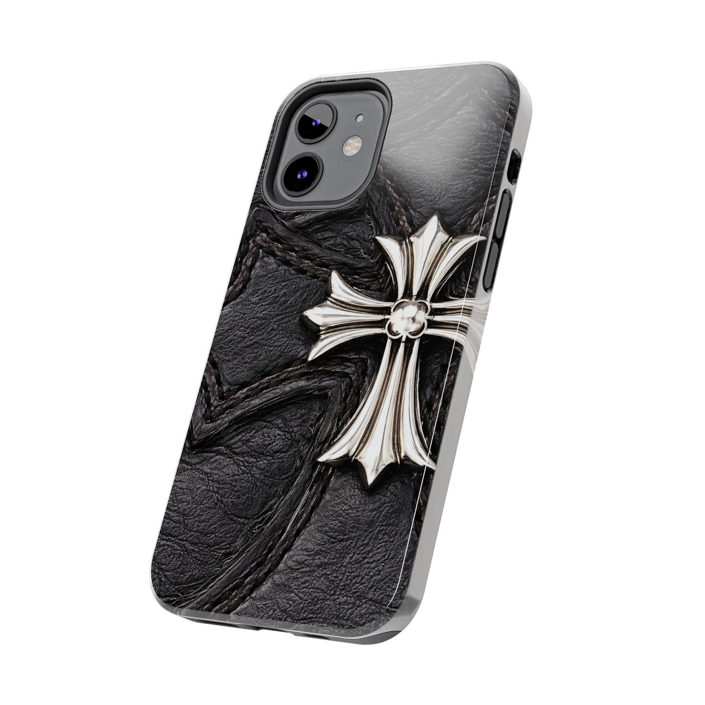 Black Leather Cross - Protective Phone Case