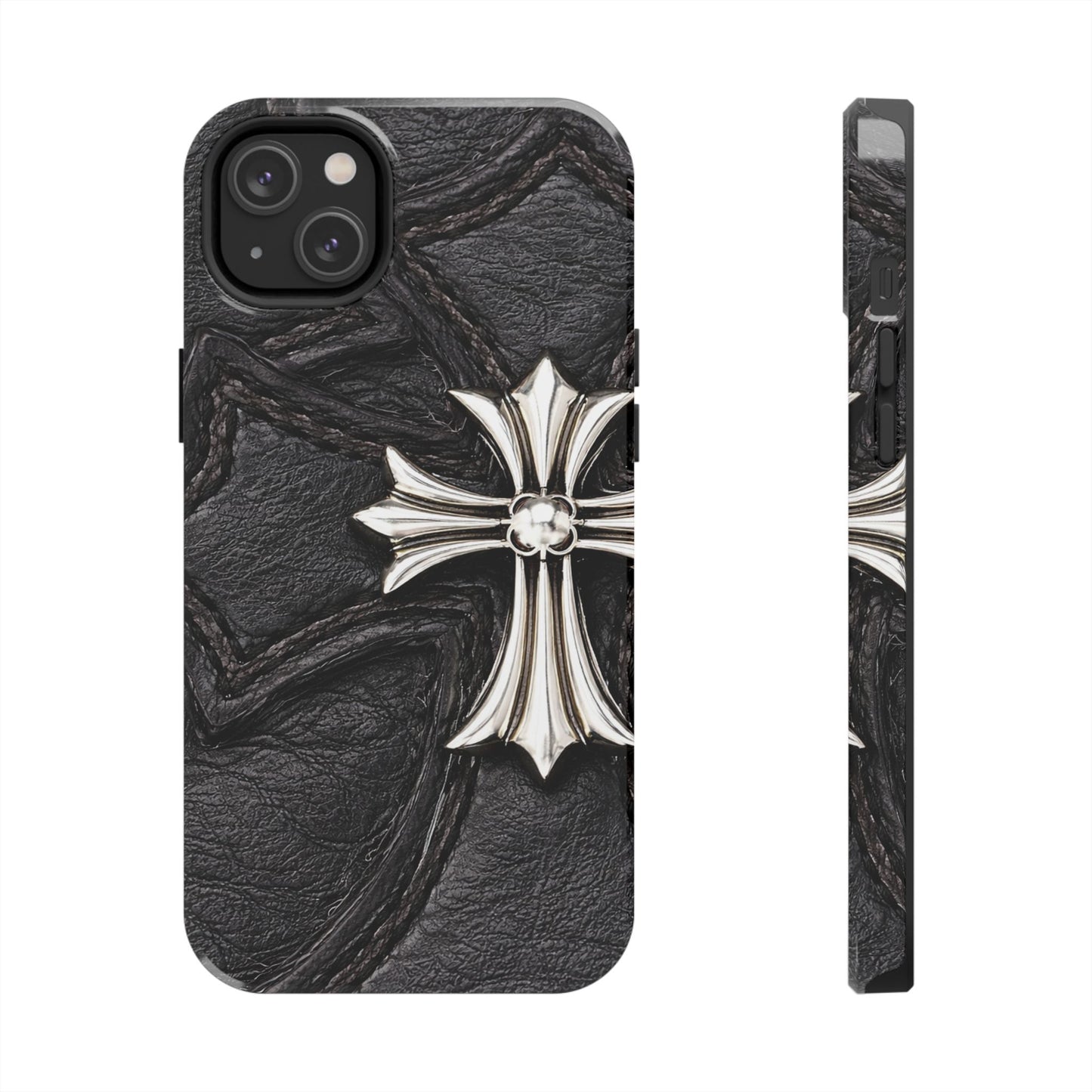 Black Leather Cross - Protective Phone Case