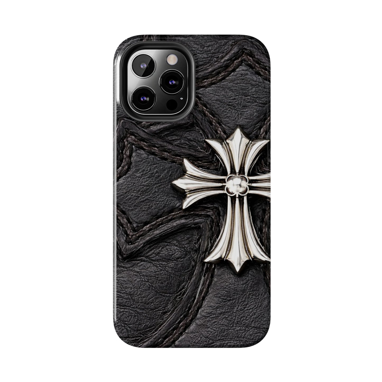 Black Leather Cross - Protective Phone Case