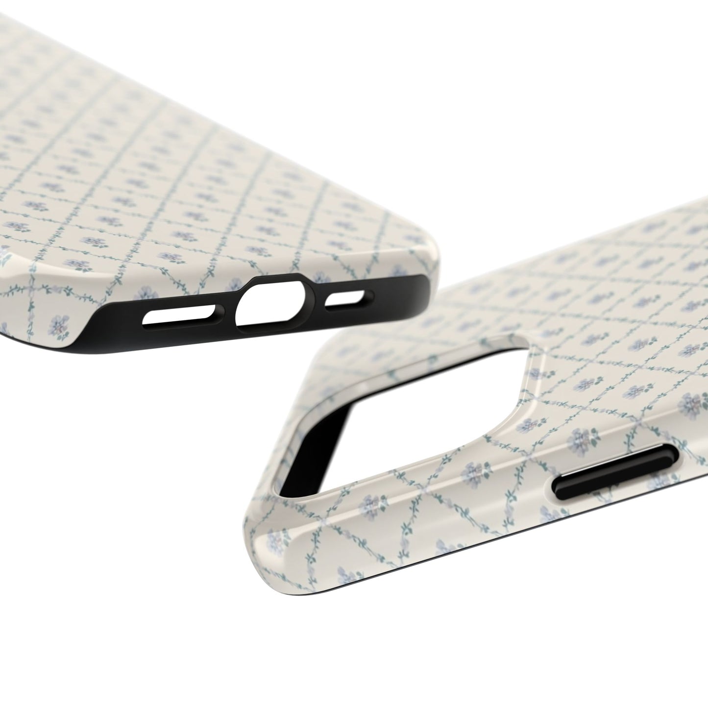 Vintage Blue Floral Wallpaper - Protective Phone Case