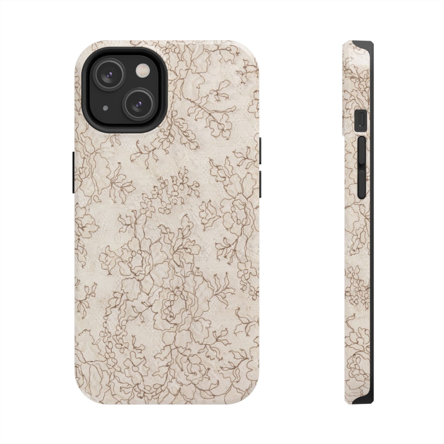 Vintage Beige Lace - Protective Phone Case