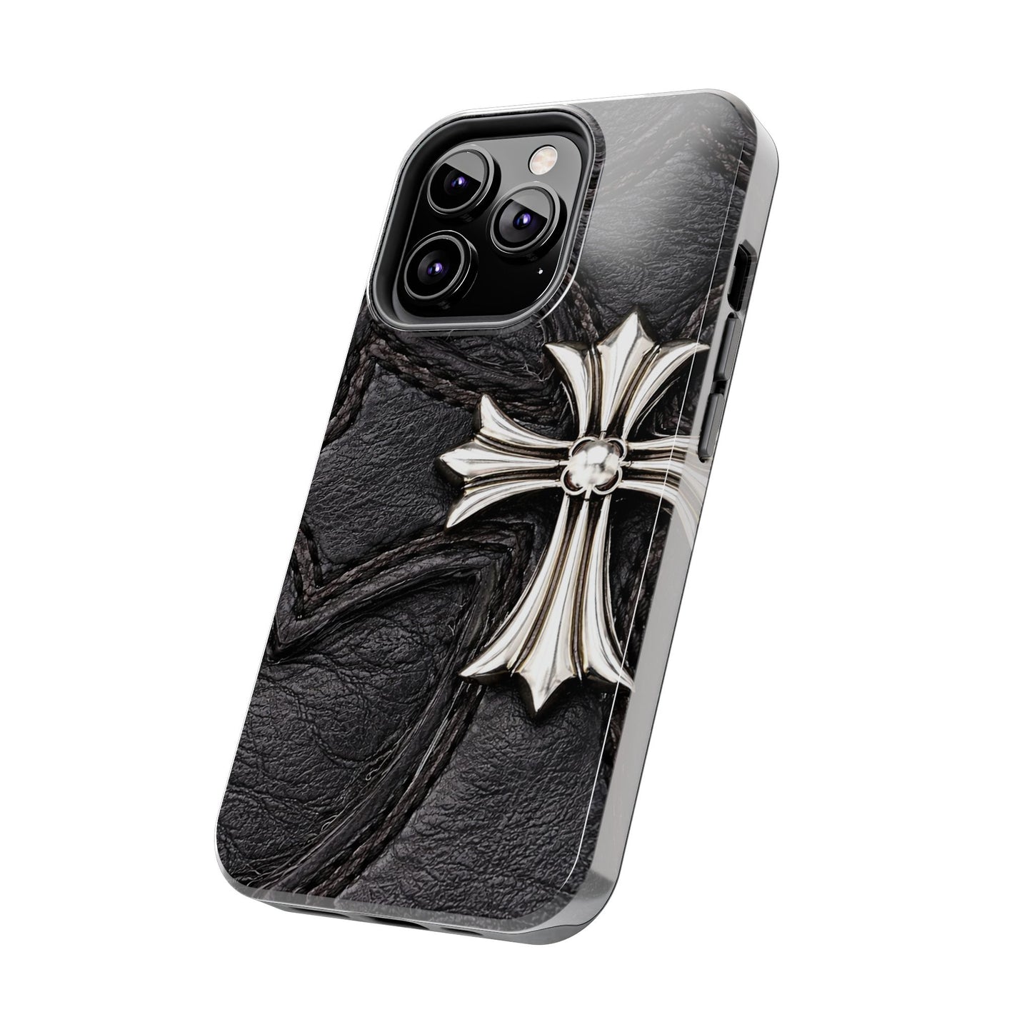 Black Leather Cross - Protective Phone Case