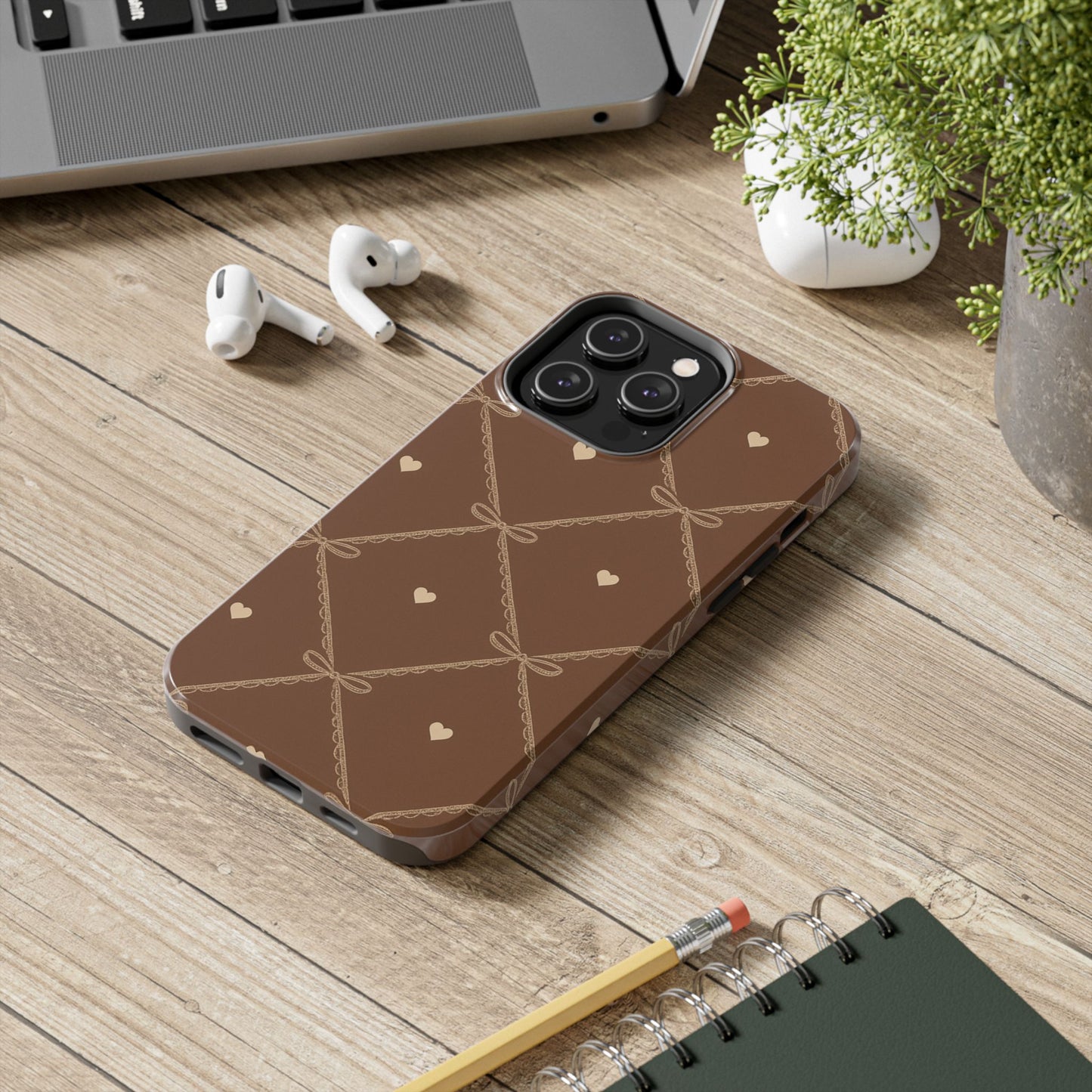 Chocolate Heart Ribbon - Protective Phone Case