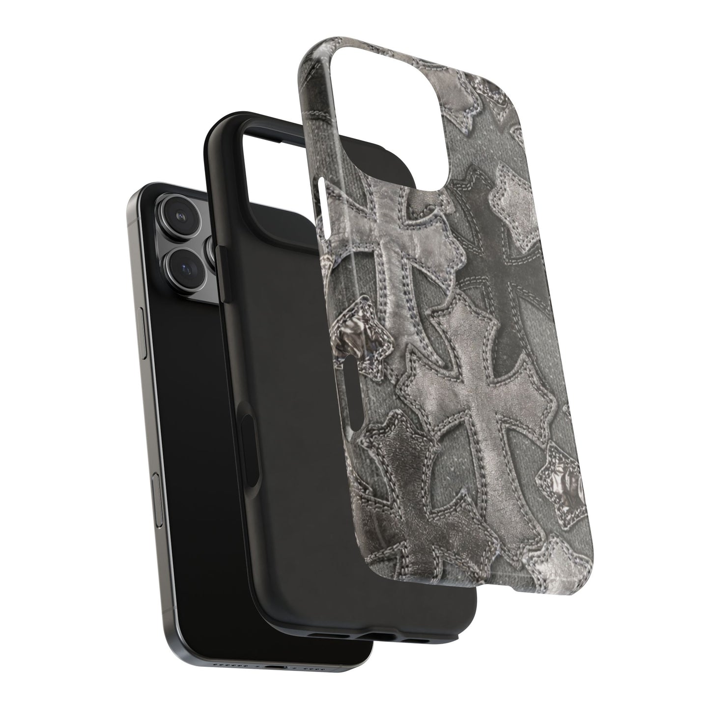 Grey Patchwork Crosses - Protective Phone Case