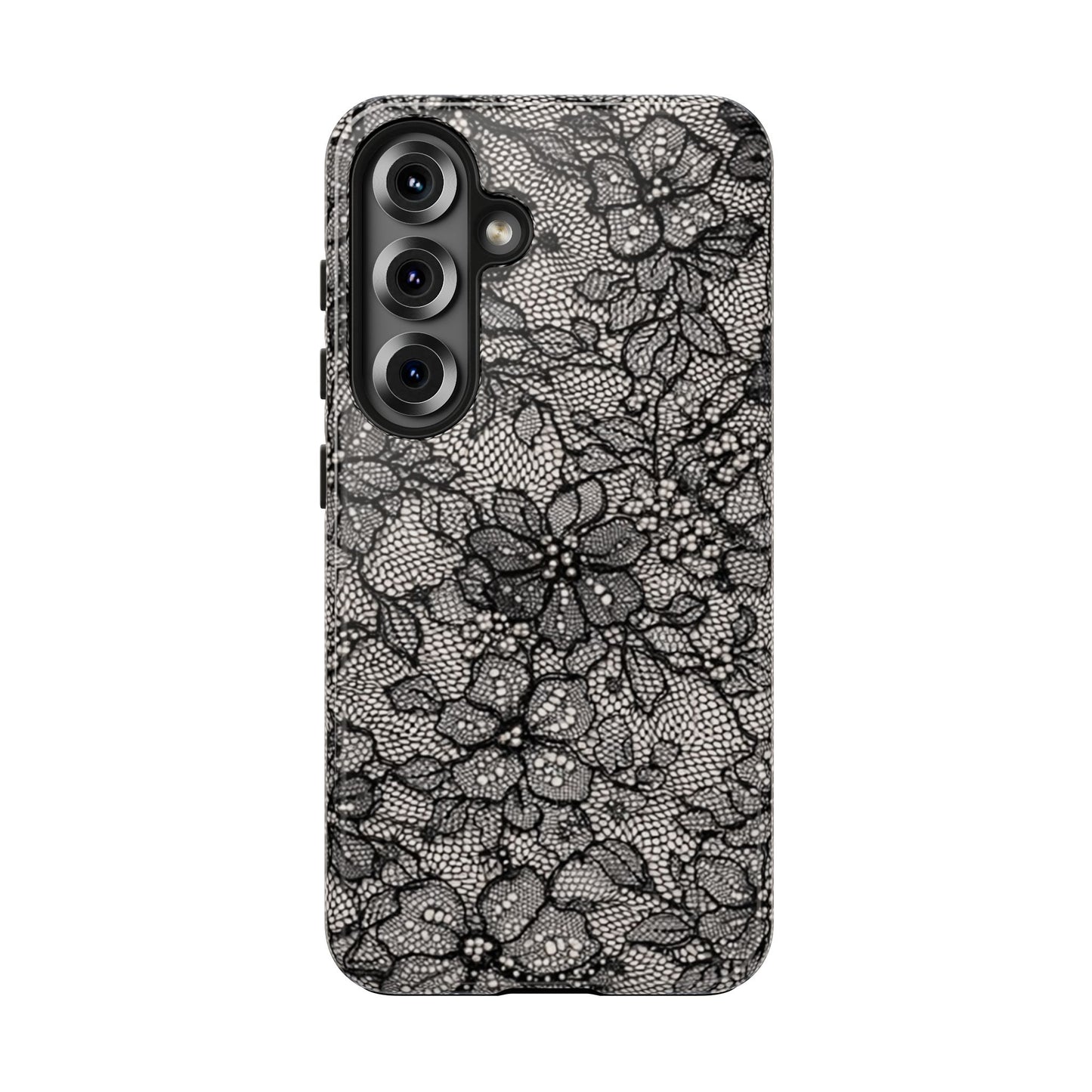 Black Floral Lace - Protective Phone Case