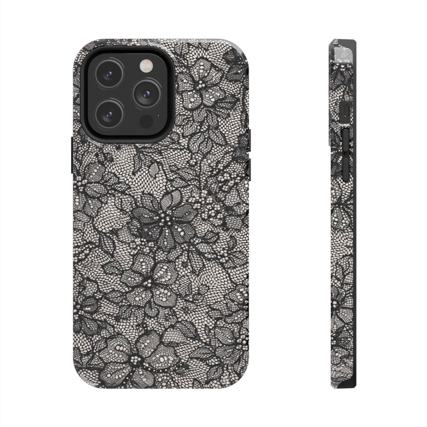 Black Floral Lace - Protective Phone Case