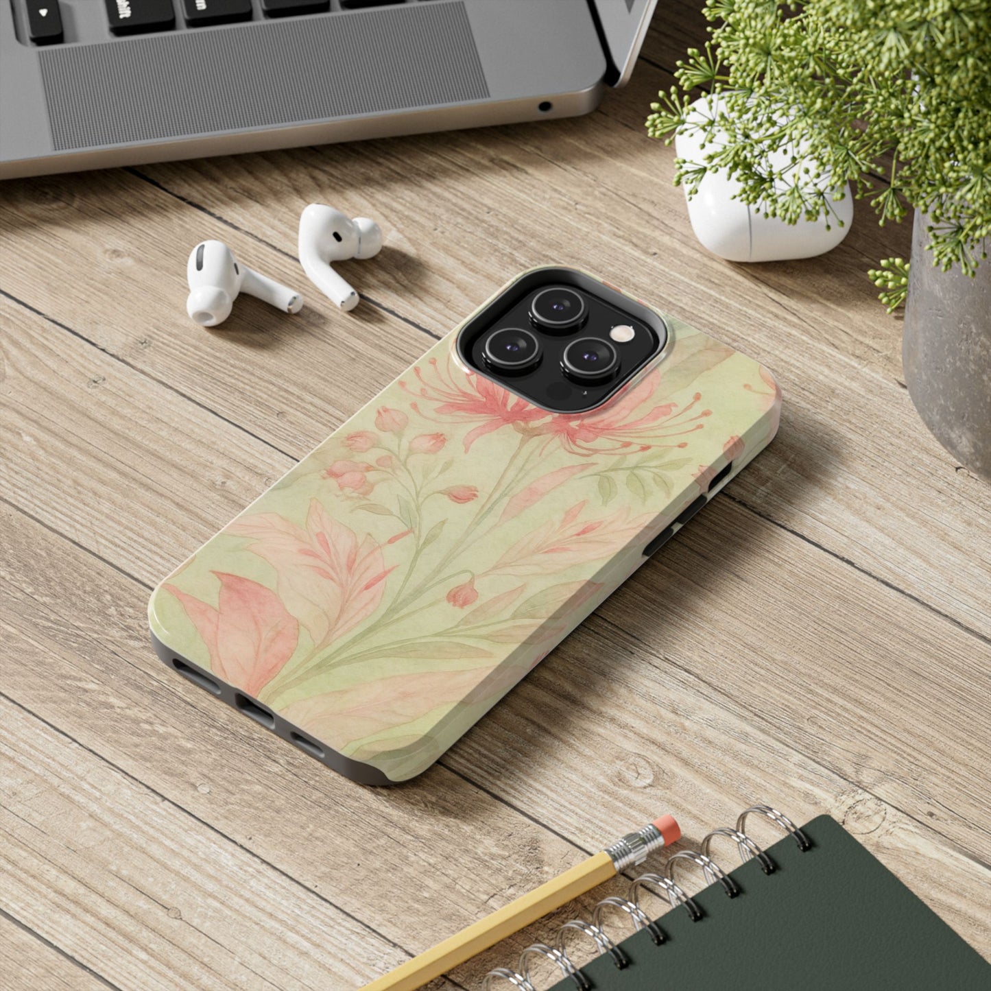 Pink Mint Floral - Protective Phone Case