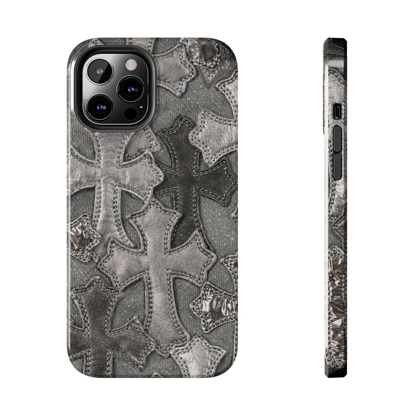 Grey Patchwork Crosses - Protective Phone Case