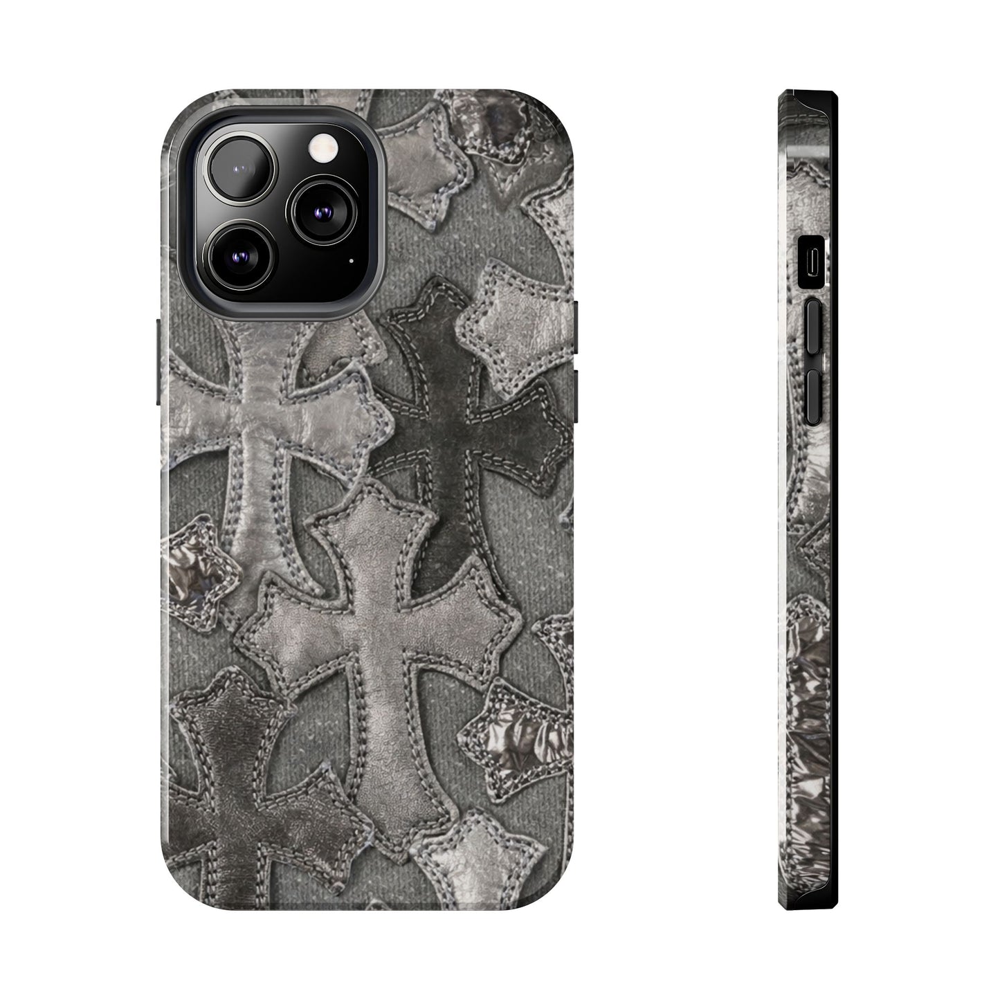 Grey Patchwork Crosses - Protective Phone Case