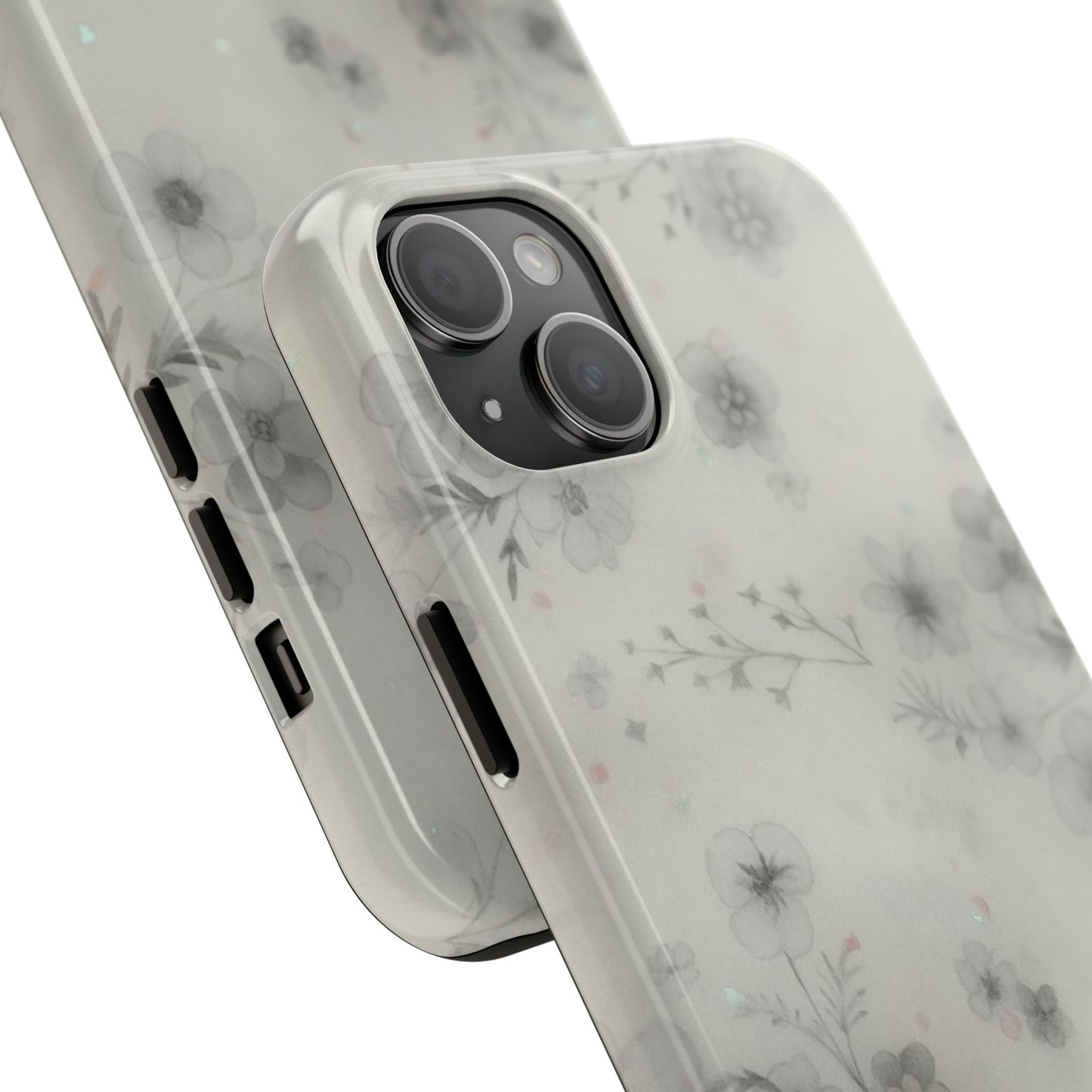 Misty Gray Floral - Protective Phone Case