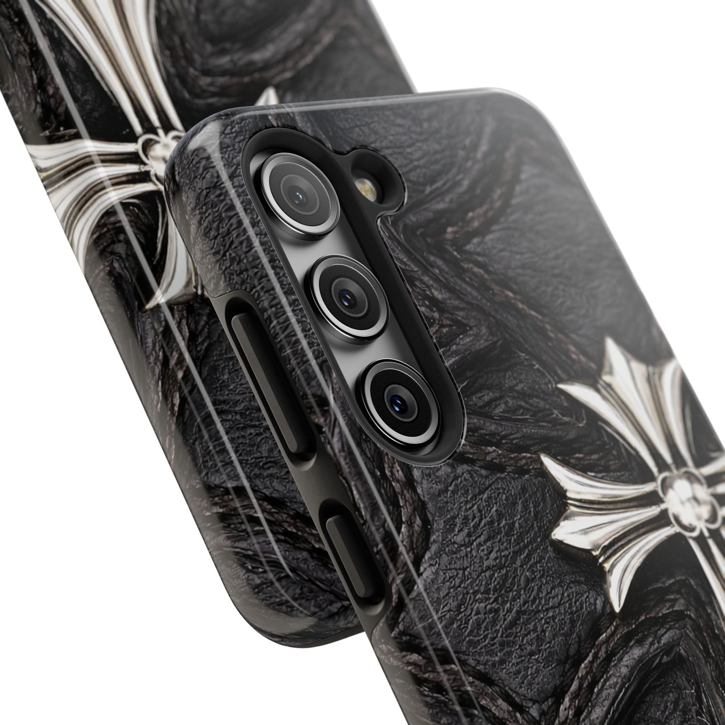Black Leather Cross - Protective Phone Case