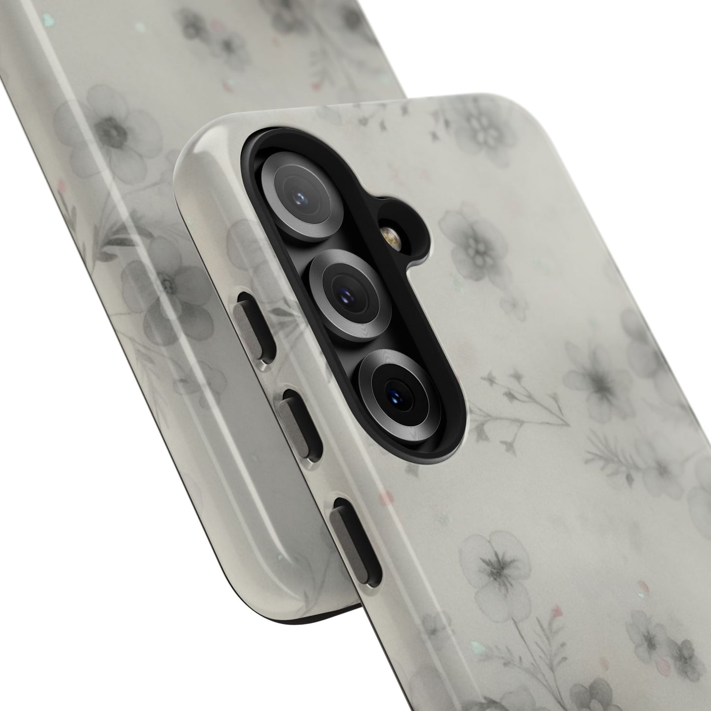 Misty Gray Floral - Protective Phone Case