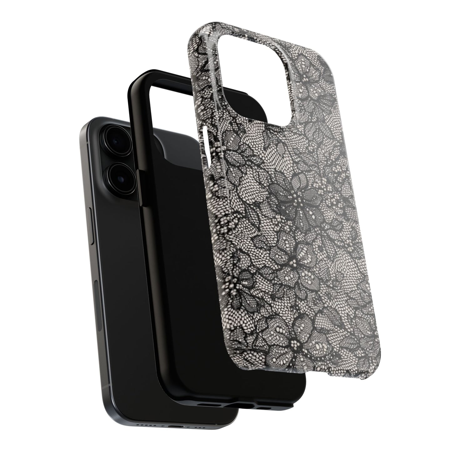 Black Floral Lace - Protective Phone Case