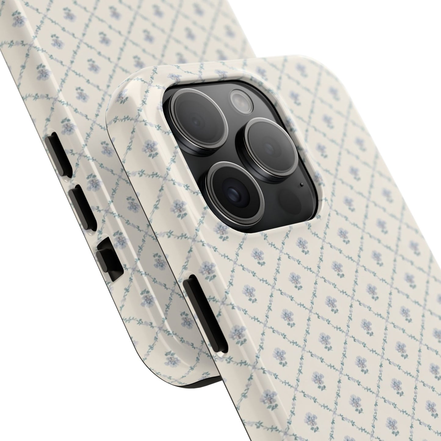 Vintage Blue Floral Wallpaper - Protective Phone Case