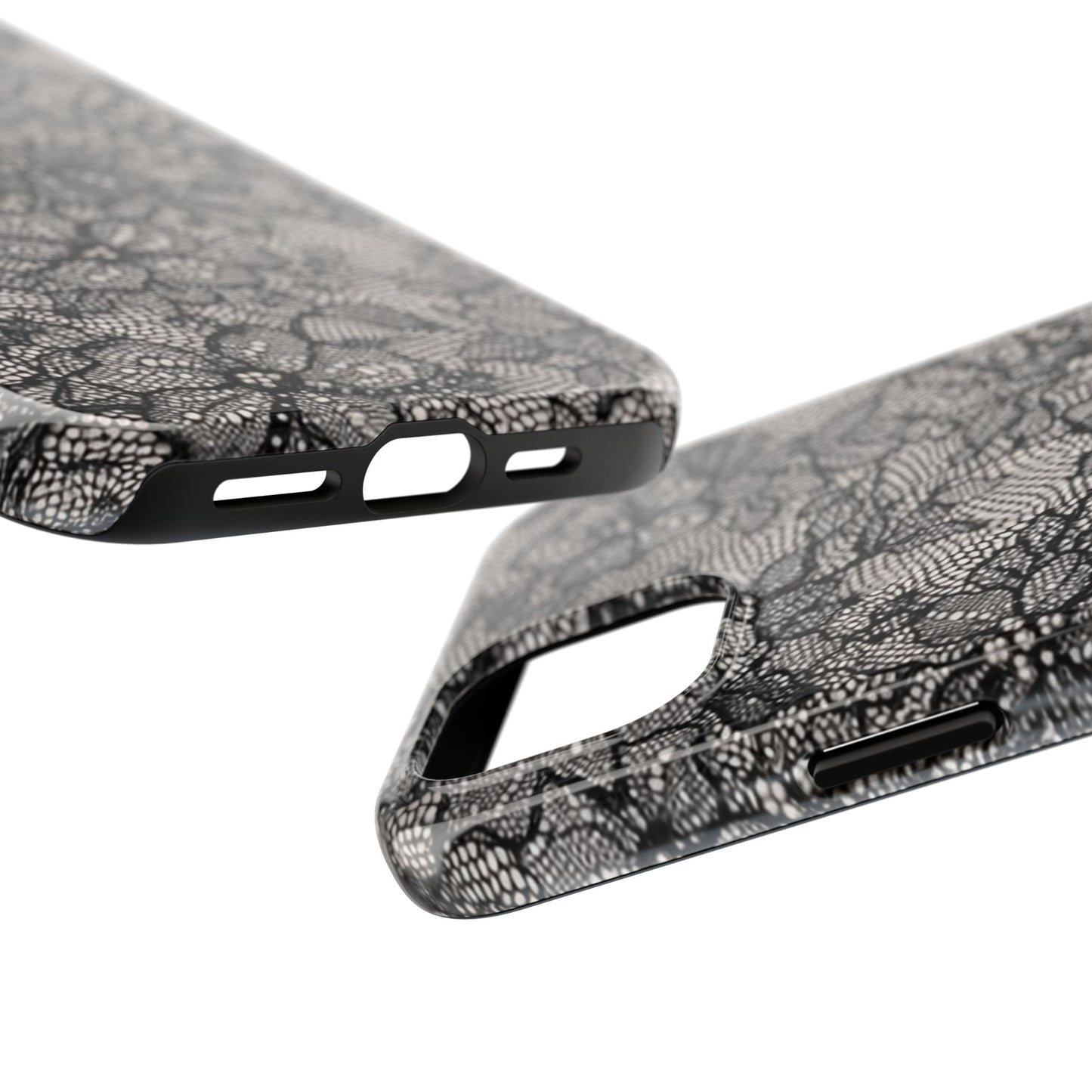 Black Floral Lace - Protective Phone Case