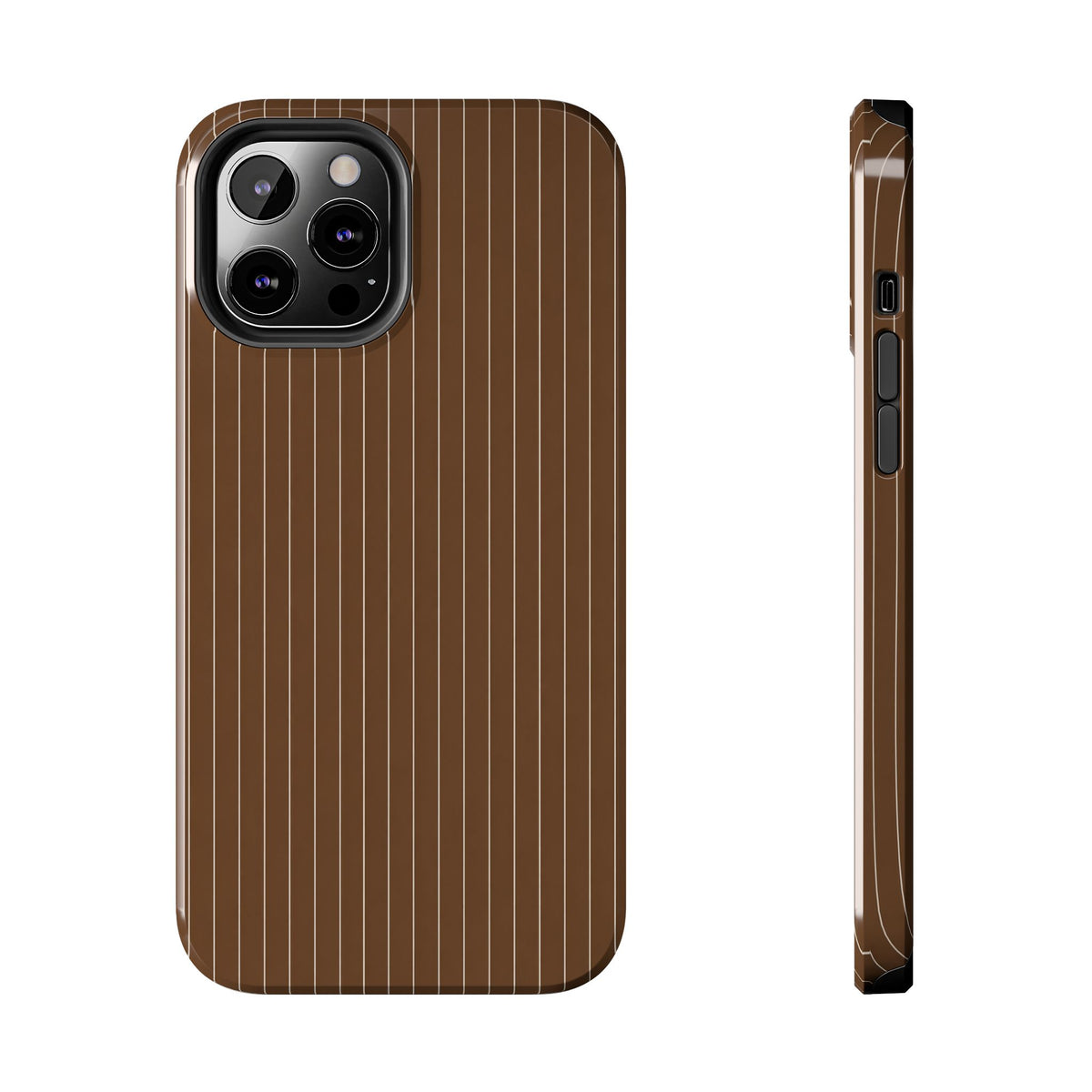 Brown Pinstripe - Protective Phone Case