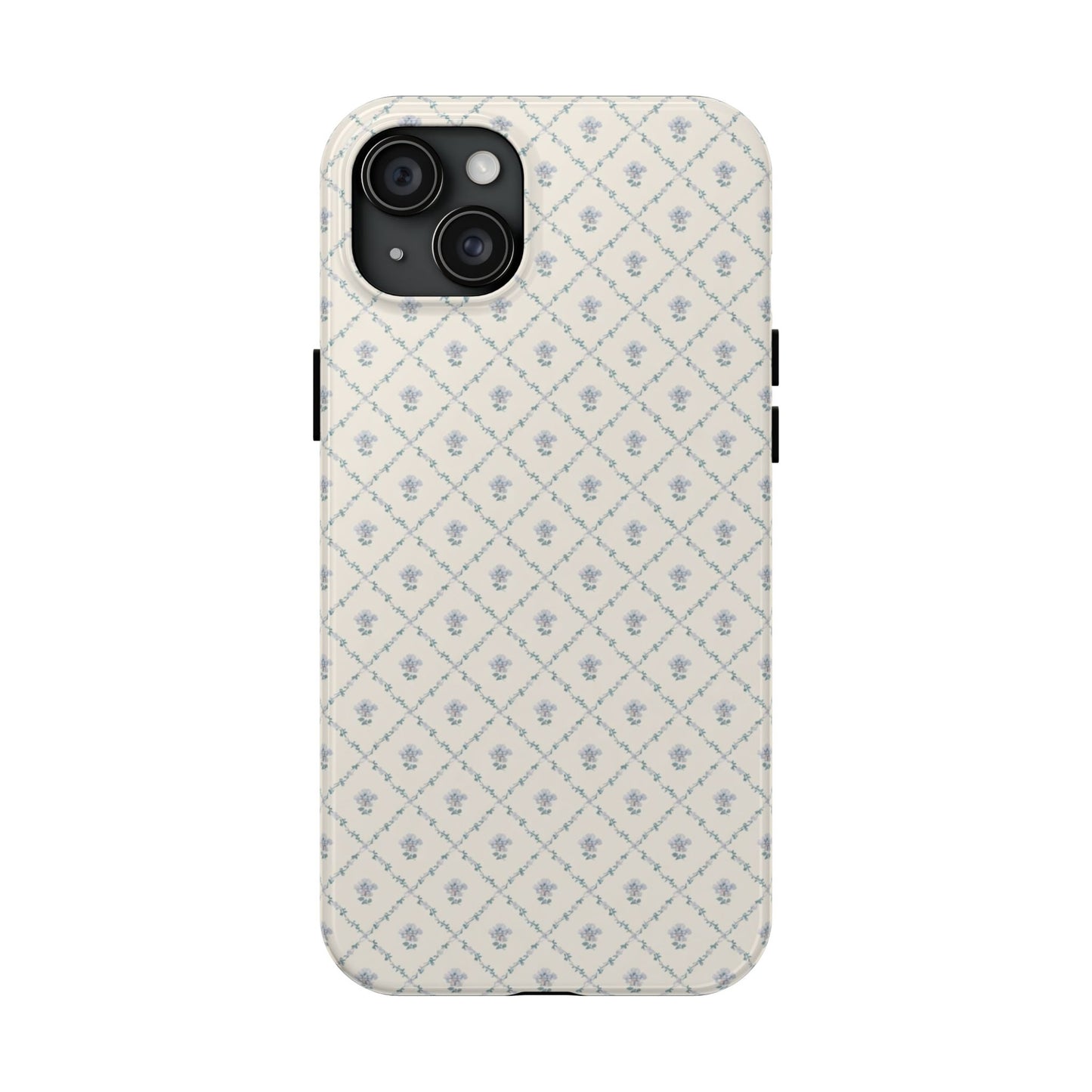 Vintage Blue Floral Wallpaper - Protective Phone Case
