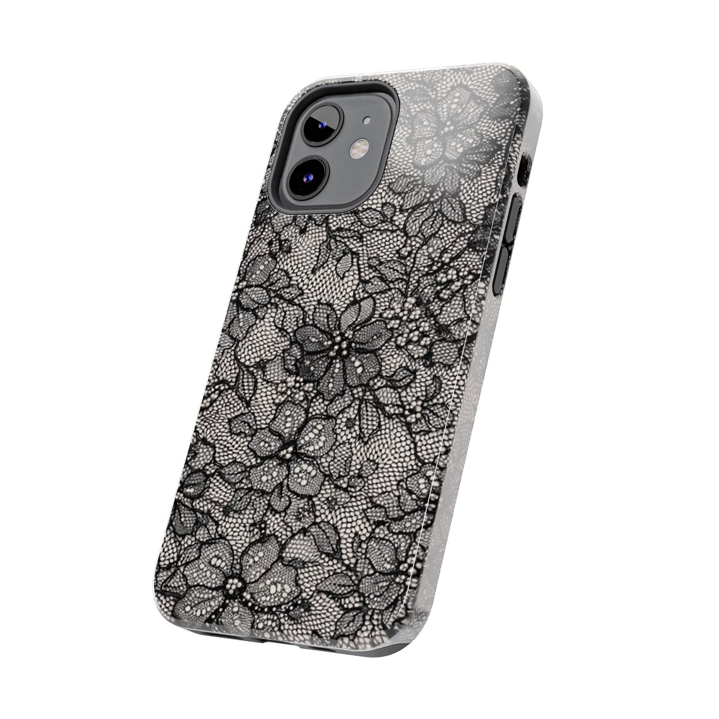 Black Floral Lace - Protective Phone Case