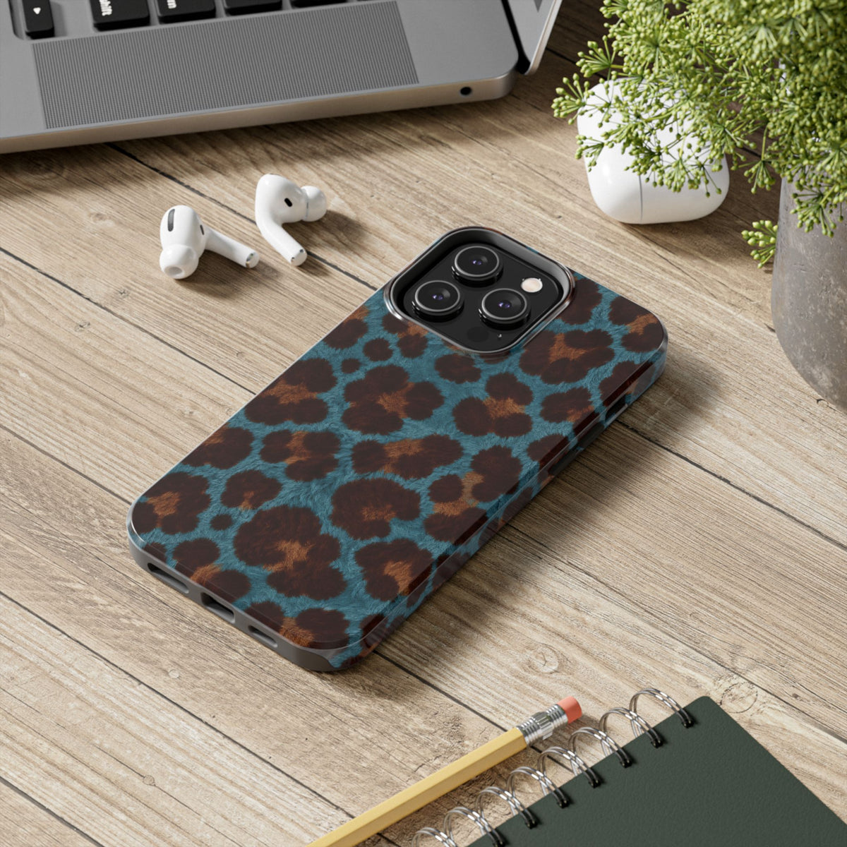 Teal Leopard - Protective Phone Case