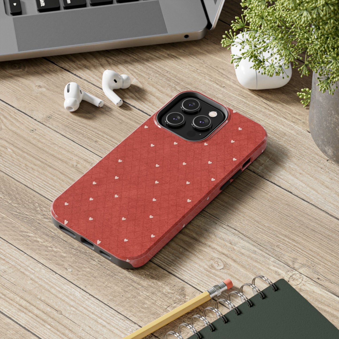 Red Quilted Hearts - Protective Phone Case