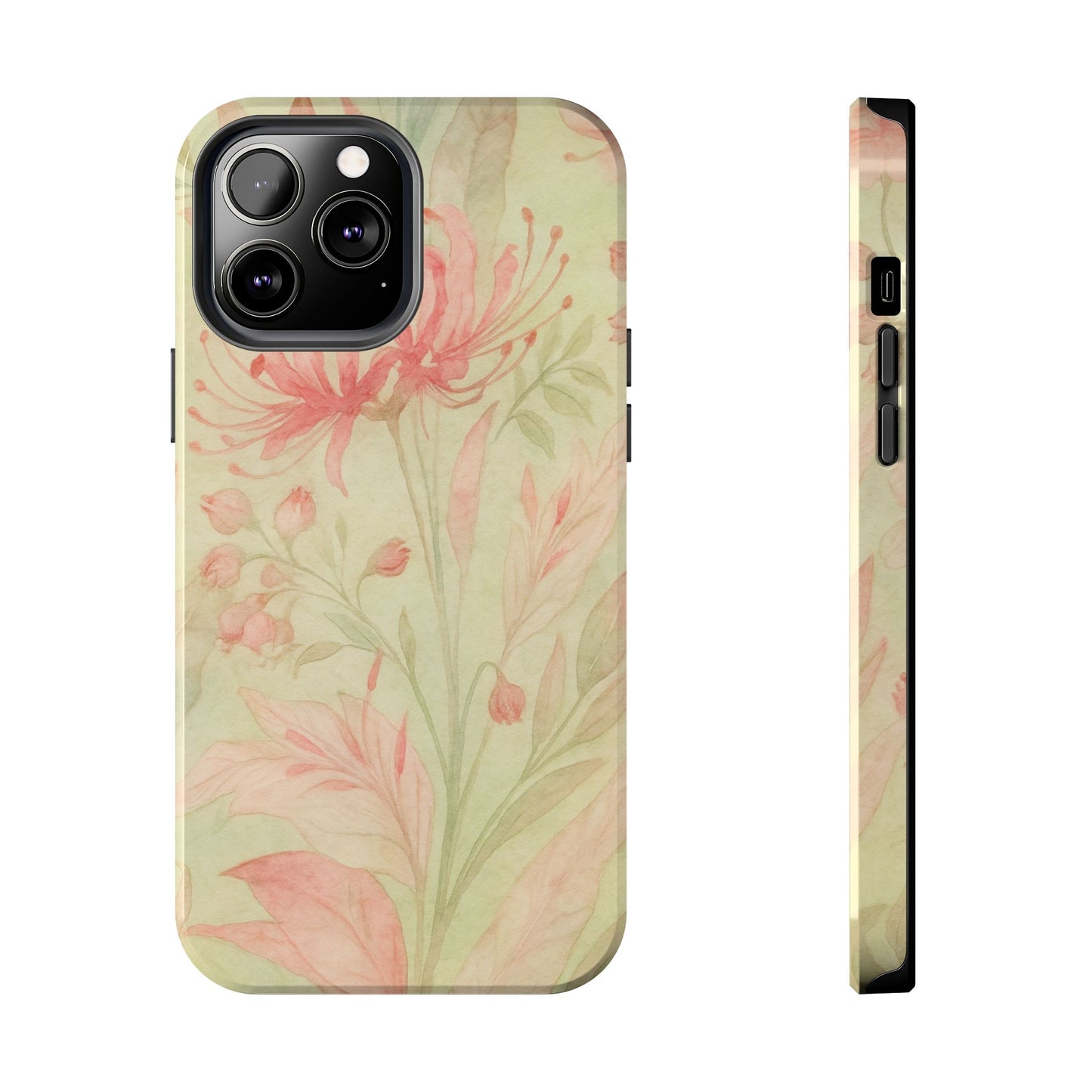 Pink Mint Floral - Protective Phone Case