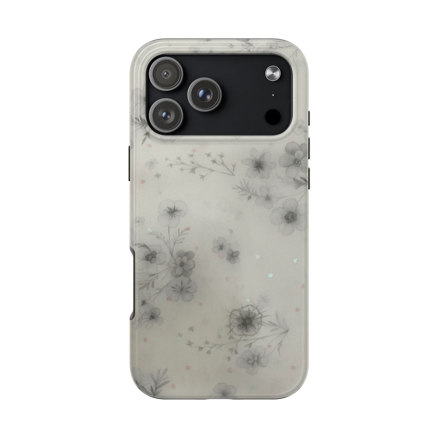 Misty Gray Floral - Protective Phone Case