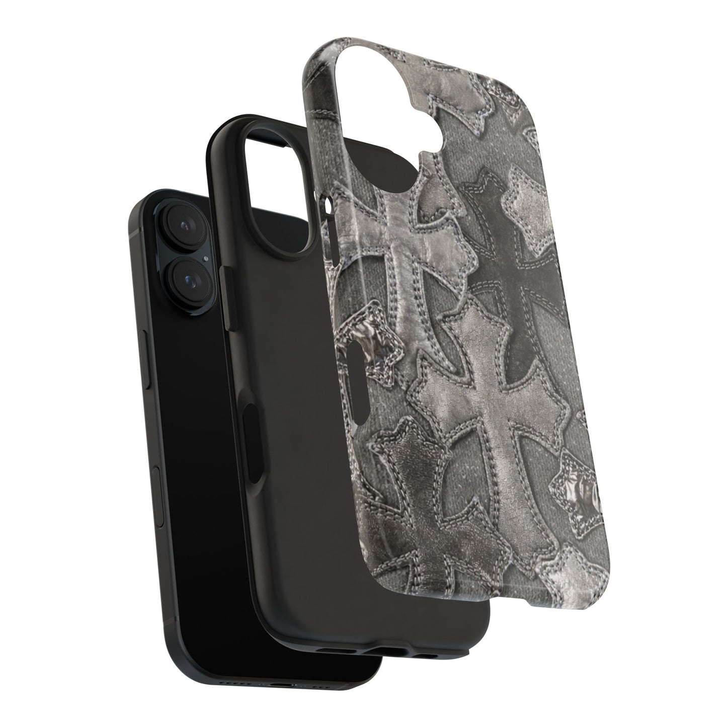 Grey Patchwork Crosses - Protective Phone Case