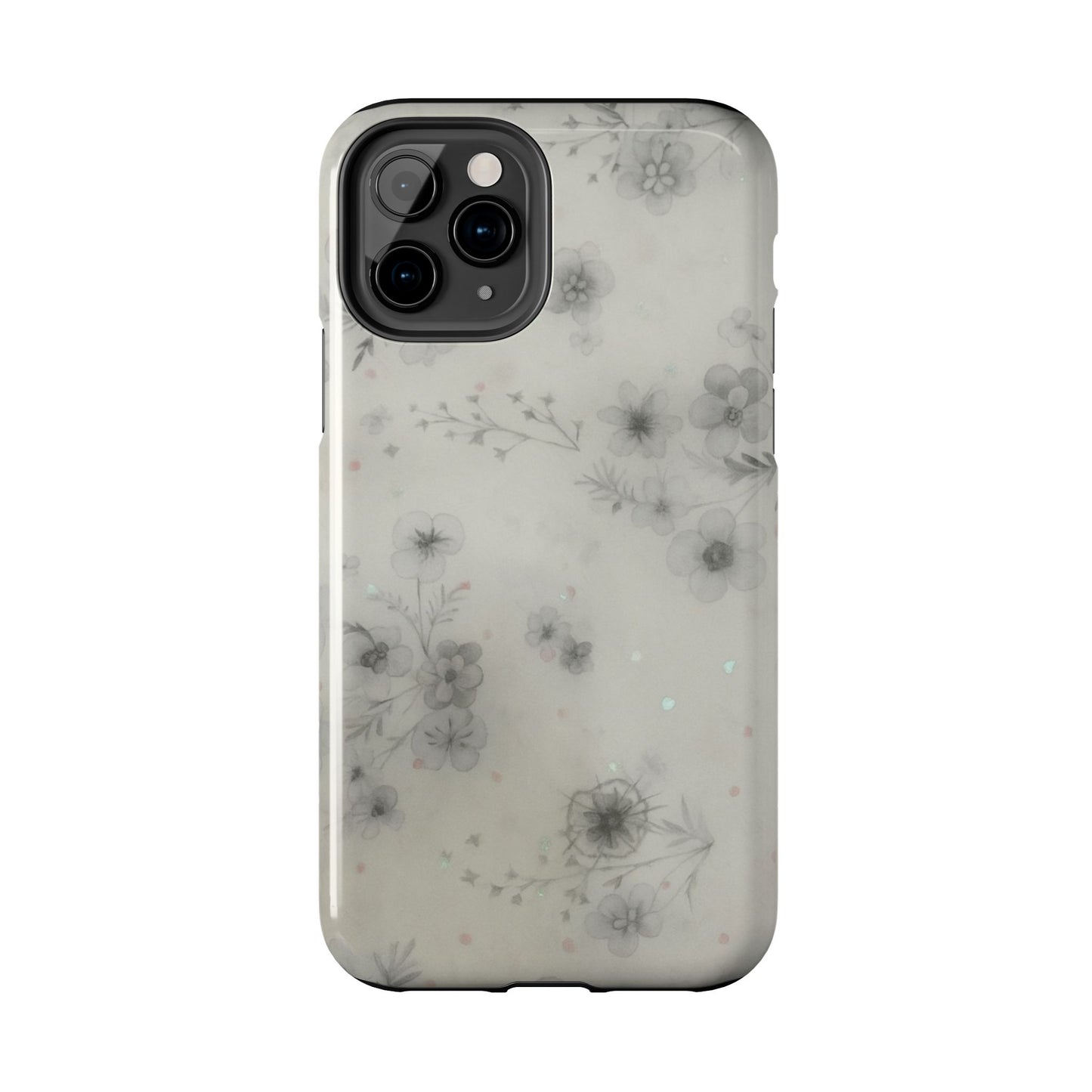 Misty Gray Floral - Protective Phone Case