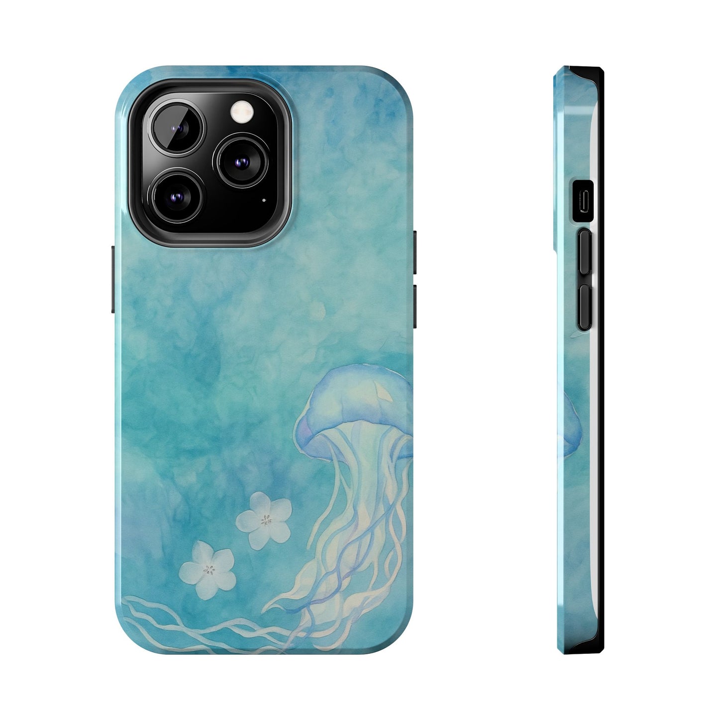 Sea-Blue Jellyfish - Protective Phone Case